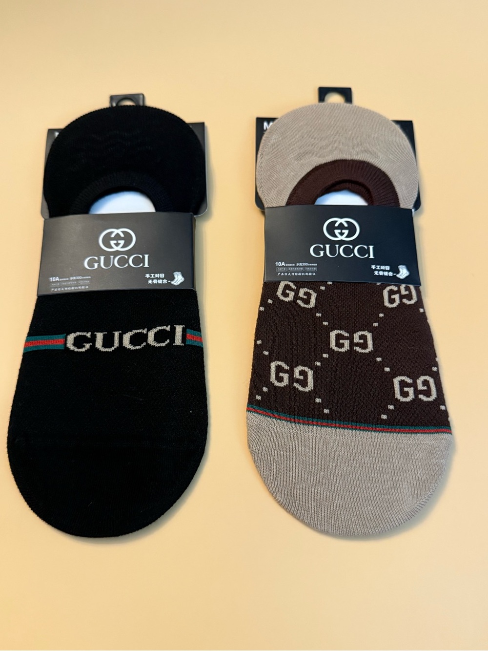 Designer 2 pairs No-Show low cut Socks Black & Brown small-medium New